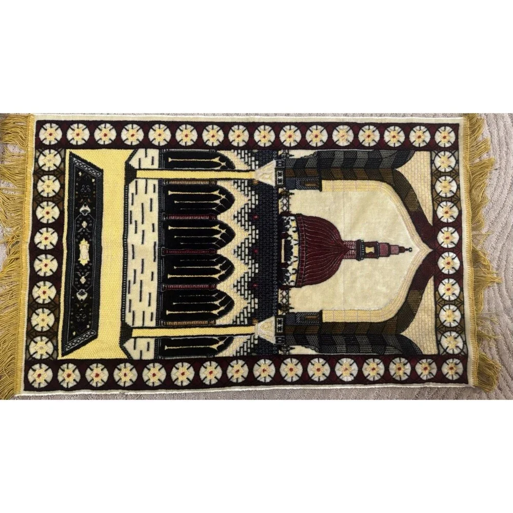 Turkish Islam Prayer Rug Mat Velvet Fringe